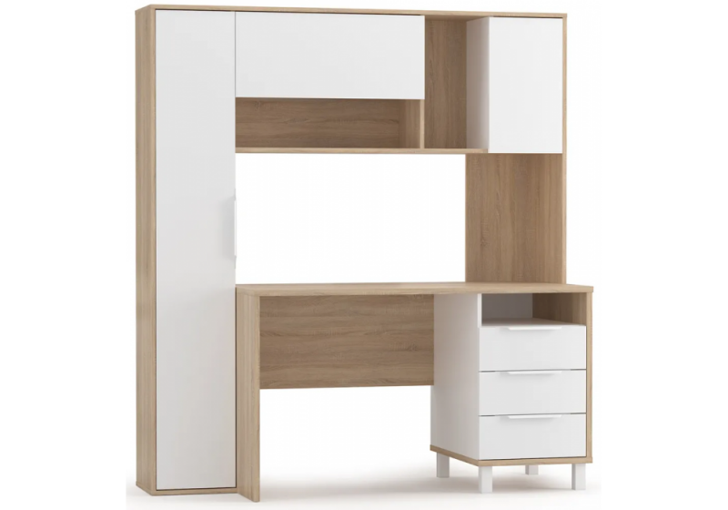 Компьютерный стол Комфорт 12.95 N дуб сонома / белый PE шагрень (60,3x180). 